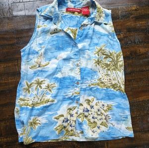 Gloria Vanderbilt Medium Tropical Sleeveless Blouse Rayon
